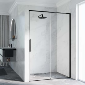 Novellini Riga 2P skyvedør høyre, 129-132 cm, klart glass, børstet grafitt profil