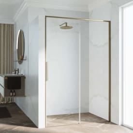 Novellini Riga 2P skyvedør venstre, 159-162 cm, klart glass, børstet bronse profil