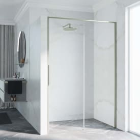 Novellini Riga 2P skyvedør høyre, 169-172 cm, klart glass, børstet stål profil