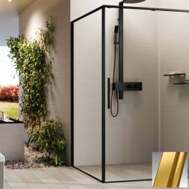 Novellini Riga F2P fastvegg venstre, 117,5-119 cm, klart glass, børstet messing profil