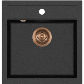 Lavabo Jupiter 50 køkkenvask, 42,5 x 36,5 cm sort m. kobber afløb