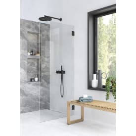Contura Shower Showerama Art brusevæg, 90 cm, klart glas, sort profil