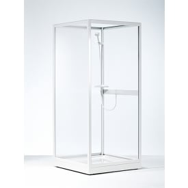 Contura Next NK brusekabine 80x80 cm, hvidlakeret profil, mønstret styren glas