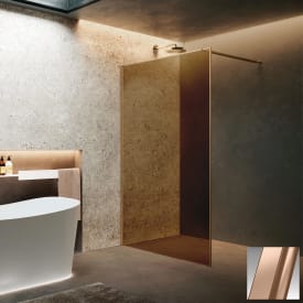 Novellini HP ART fastvegg, 137-138,5 cm, champagneglass, børstet kobber profil