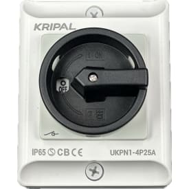 Kripal Sikkerhedsafbryder 25A AC23 3P+N, frontbetjent, grå/sort