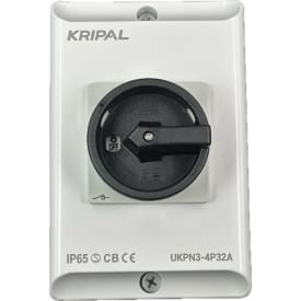 Kripal Sikkerhetsbryter 32A AC23 3P+N, frontbetjent, grå/svart