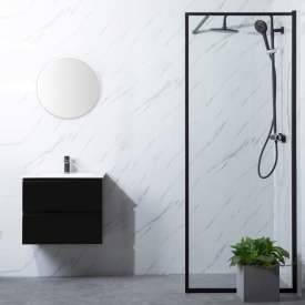 Bathlife Profil dusjvegg, 70 cm, klart glass, sort profil
