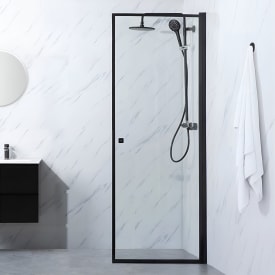 Bathlife Profil dusjdør, 90 cm, klart glass, sort profil