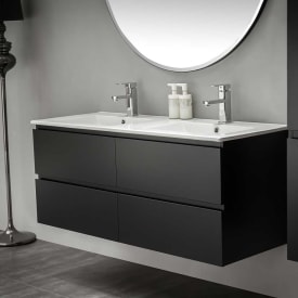Bathlife Eufori møbelpakke, med dobbel servant, 120x46x50 cm, sort matt