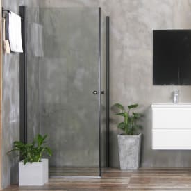 Bathlife Mångsidig dusjhjørne, 100x100 cm, klart glass, sort profil