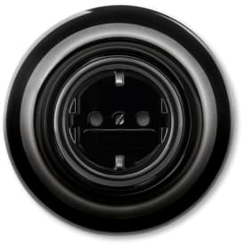 Decento Schuko stikkontakt, glans sort, 16A 250V 6620K-C07459 N