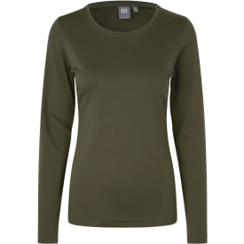 ID Interlock langærmet dame T-shirt, Oliven, L