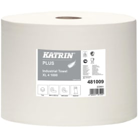 Katrin aftørringsrulle 481009 plus, 4-lags, hvid, 5 cm x 360 m
