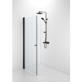 Contura Shower Space brusedør, 87 cm, frostet glas, sort profil