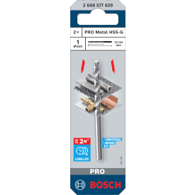 Bosch HSS-G metalbor, 1,0 x 34 mm, 2 stk.