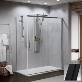 Novellini Zephyros 2.0 PH skyvedør venstre, 116-119 cm, klart glass, sort matt profil