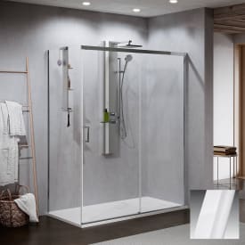 Novellini Zephyros 2.0 PH skyvedør høyre, 126-129 cm, klart glass, hvit matt profil