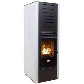 Langå Karen træpilleovn 1265x440x505 mm, 8 kW, hvid