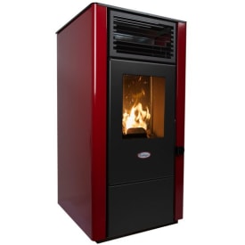 Langå Lory træpilleovn 960x460x520 mm, 8 kW, bordeaux