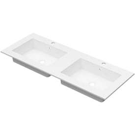 Linn Bad Corianplate med EIR servant, 120x46 cm, uten overløp, dobbel, hvit matt