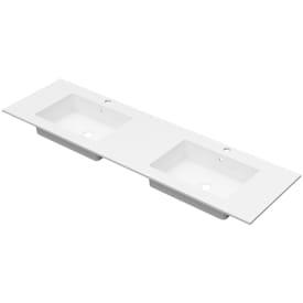 Linn Bad Corianplate med EIR servant, 160x46 cm, uten overløp, hvit matt