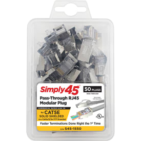 Simply45 RJ45 Pass-Through CAT5E-SH STP skærmet,  50 stk