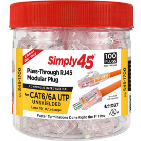 Simply45 RJ45 Pass-Through CAT6A rød UTP uskærmet, 100 stk