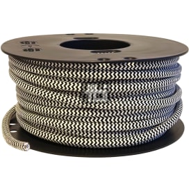 25 meter Stofledning 2x0,75 hvid/sort, S25