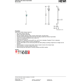 Hewi 801 støttegreb/brusestang, 90 cm, hvid/blå