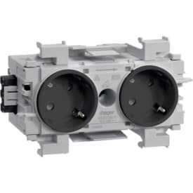 10 stk Ecoline 2xSchuko 45 grader stikkontakt for frontmonteret RAL9011