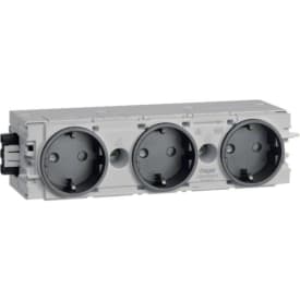 10 stk Ecoline stikkontakt 3xSCHUKO for C-profilmontage RAL9011