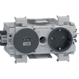 10 stk Ecoline 1xSchuko stikkontakt + USB lader A/C for front RAL9011