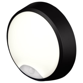 4lite Pylus Round utomhus vägglampa med sensor, svart