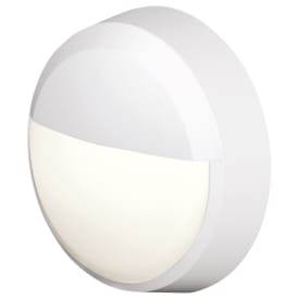 4lite Pylus Round utomhus vägglampa, halvskärm, vit