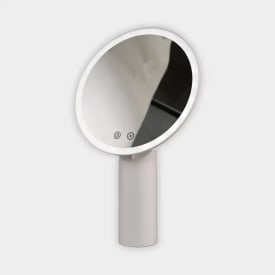 Loevschall Bridget sminkspegel med belysning, dimbar, Ø22,5 cm, vit