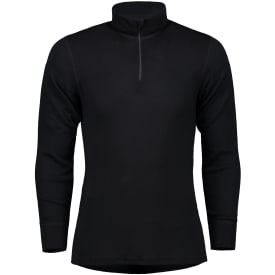 Westborn half zip langærmet T-shirt med merinould, Black, 3XL