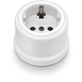 Fontini Garby Schuko-uttag 2P+T med petskydd utan kablage, vitt porselen