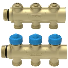 Wavin Comfina 3/4" gulvvarme fordelerrør, 3 kredse, 20 mm pex koblingssæt