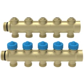 Wavin Comfina 3/4" gulvvarme fordelerrør, 5 kredse, 20 mm pex koblingssæt