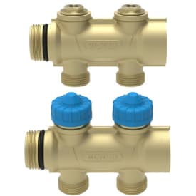 Wavin Comfina 3/4" gulvvarme fordelerrør, 2 kredse, 20 mm pex koblingssæt