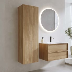 Bathlife høyskap, myktlukkende dør, 150x45x35 cm, eik