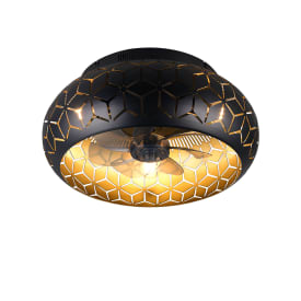 Trio Lighting Bidar takfläkt med belysning, svart/guld