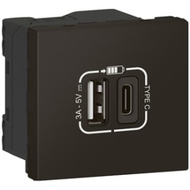10 stk Mosaic USB-link lader Type A+C 3.0A 15W 2M sort