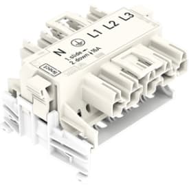 20 stk Linect T-stykke; 5-polet; Kodn. A; 1 indgang; 2 udgange; hvid