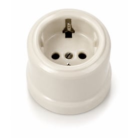 Fontini Garby Schuko-uttag 2P+E utan kablage, råvitt porslin