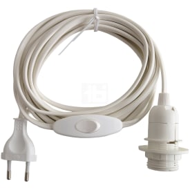 TBI ledning med E14 fatning & afbryder, hvid