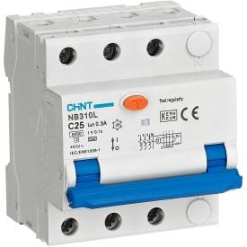 Kombiafbryder RCBO Chint, 3P+N, C karakteristik, 25A, 300mA, 6kA