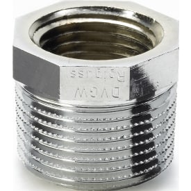 Mässing nippelmuff, krom, 1/2" x 3/8"
