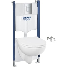 Grohe Solido 5-i-1 vägghängd toalettpaket, utan spolkant, vit/krom