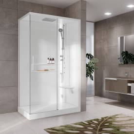 Novellini Glax 2 2.0 2P steamkabinett, høyre, 120x80 cm, hvit/klarglass